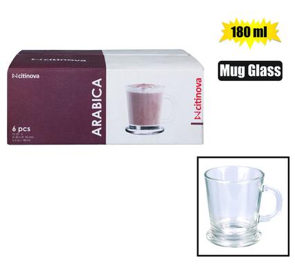 ARABICA GLASS COFFEE MUG BOX OF 6