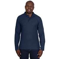 Mens Long Sleeve Pique Knit Polo Shirt