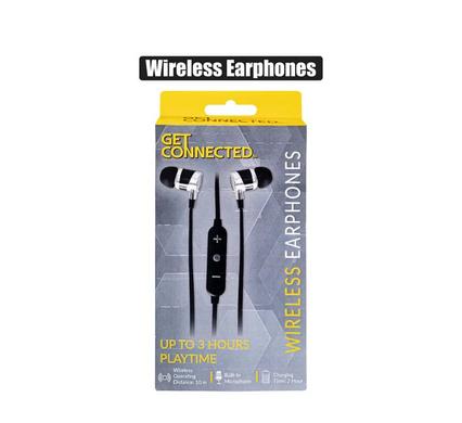 WIRELESS EARPHONES MIC + VOLUME CONTROL