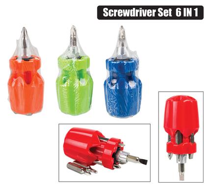 SCREWDRIVER-SET STUBBY 6-IN-1