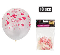 PACK OF 10 HEART HELIUM BALLOONS