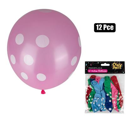HELIUM BALLOONS POLKA DOT PACK OF 12