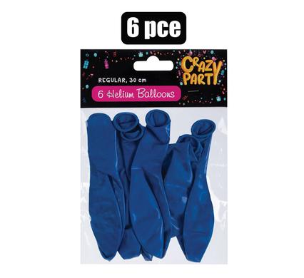 PACK OF 6 BLUE HELIUM BALLOONS