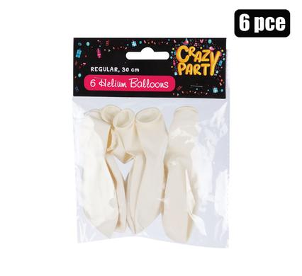 BALLOONS HELIUM 6PC WHITE