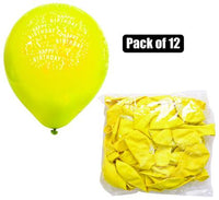 HELIUM HAPPY BIRTHDAY PRINTED BALLOONS PACK OF 12