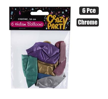 CHROME HELIUM BALLOONS PACK OF 6