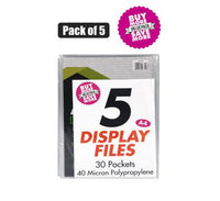 A4 FILE DISPLAY BOOK 30 PAGE PACK OF 5