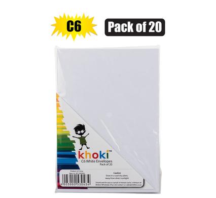 C6  ENVELOPES WHITE PACK OF 20