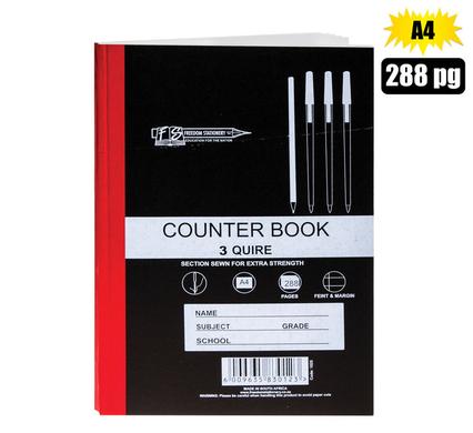 A4 COUNTER BOOK 3 QUIRE HARD COVER 288 PAGE