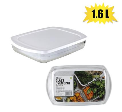 GLASS BAKING DISH 1.6L WITH PLASTIC LID