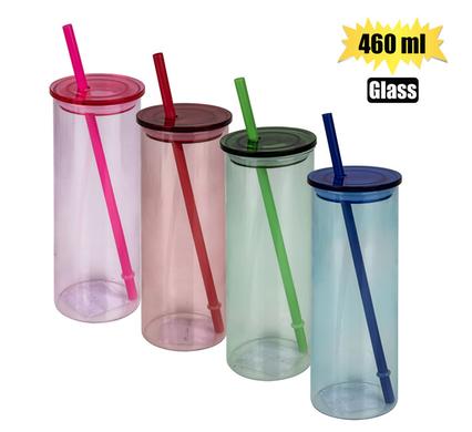 TRENDY GLASS DRINKING BOTTLE WITH STRAW