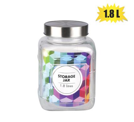 STORAGE JAR GLASS SQUARE 12X18CM 1.8L