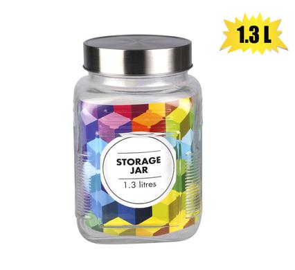 STORAGE JAR GLASS SQUARE 11X17CM 1.3L