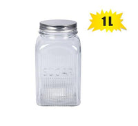 STORAGE JAR SUGAR GLASS METAL LID 10x18cm 1L