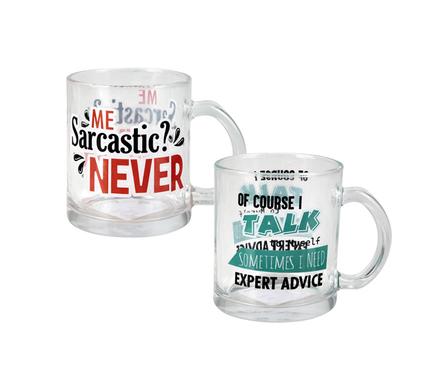 PRINTED GLASS MUG 330ML