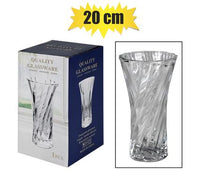 SWIRL THICK CLEAR GLASS VASE 20cm