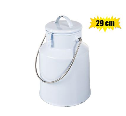 ENAMEL MILK CAN 29cm HIGH WITH LATCH WHITE