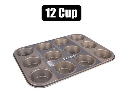 BAKEWARE NON-STICK MUFFIN PAN 12-CUP GOLD