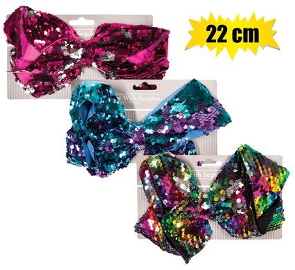 HAIR BOW OVERSIZE SEQUINS 22cm