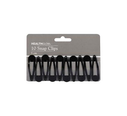 PACK OF 10 HAIR SNAP CLIPS BLACK 5CM