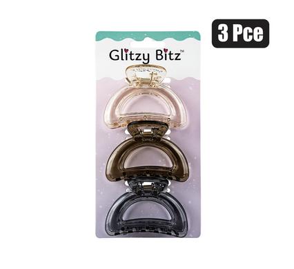 FASHION HAIR CLAW CLIPS PACK OF 3