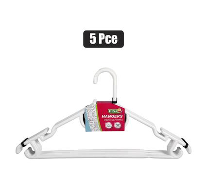 CLOTHES HANGERS PLASTIC PACK-5 WHITE