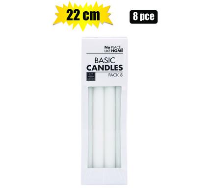 DINNER CANDLES PACK OF 8 WHITE