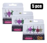 CANDLES BIRTHDAY SHAPES 5pc ASSORTED