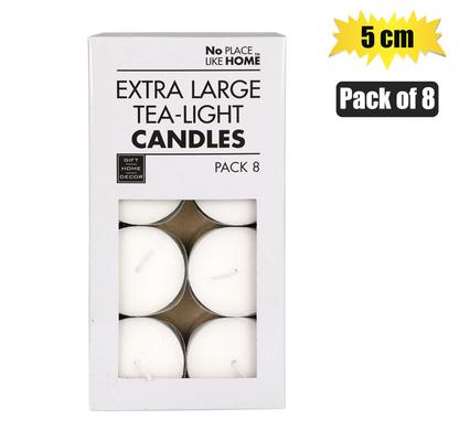 TEA-LIGHT CANDLES PACK OF 8 EXTRA LARGE