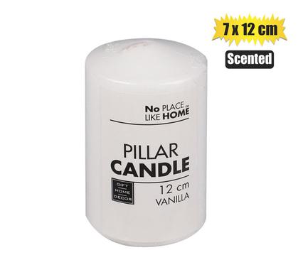 SCENTED WHITE PILLAR CANDLE 12x7cm