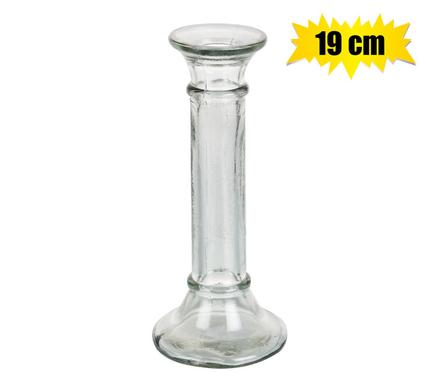CANDLE-HOLDER GLASS 19cm CLEAR