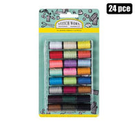 SEWING THREAD PACK OF 24 ASSORTED COLOURS