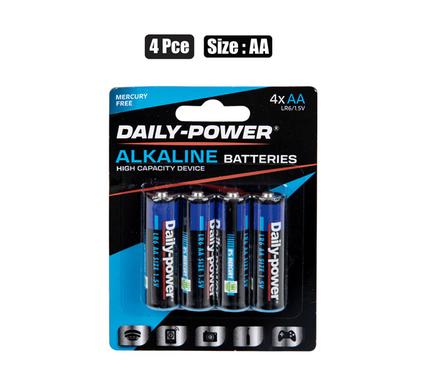 PACK OF 4 ALKALINE AA BATTERIES