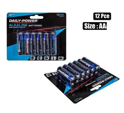 PACK OF 12 AA SIZE ALKALINE BATTERIES