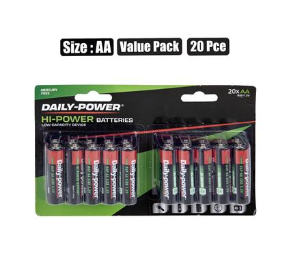 PACK OF 20 AA SIZE BATTERIES