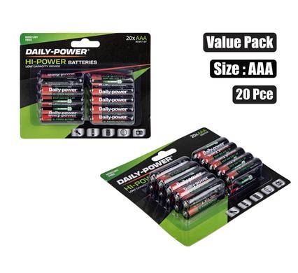 PACK OF 20 AAA SIZE BATTERIES
