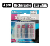 RECHARGEABLE AAA BATTERIES PACK OF 4