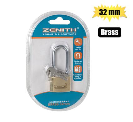 LONG SHANK BRASS PADLOCK 32mm