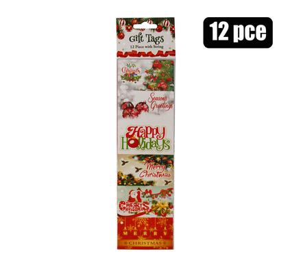 CHRISTMAS GIFT TAGS PACK OF 12