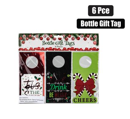 CHRISTMAS STATIONERY BOTTLE GIFT TAGS PACK OF 6