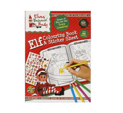 CHRISTMAS SPIRIT ELF COLOURING BOOK & STICKER SHEET