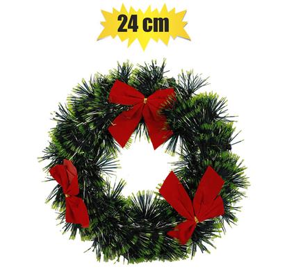 CHRISTMAS SPIRIT TINSEL WREATH 24cm