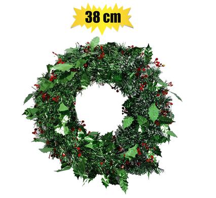 CHRISTMAS SPIRIT TINSEL WREATH 38cm