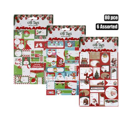 CHRISTMAS GIFT TAG STICKERS PACK OF 80