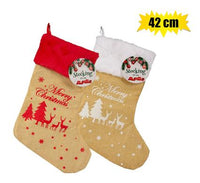 CHRISTMAS STOCKING HESSIAN 42cm