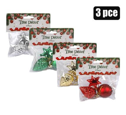 PACK OF 3 MIXED CHRISTMAS TREE DECORATION