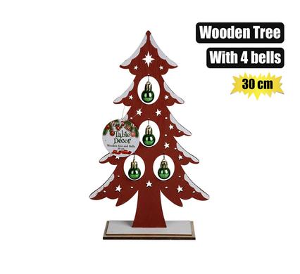 WOODEN DECORATIVE TABLE CHRISTMAS TREE WITH BELLS