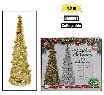 COLLAPSIBLE CHRISTMAS TREE WITH BAUBLES