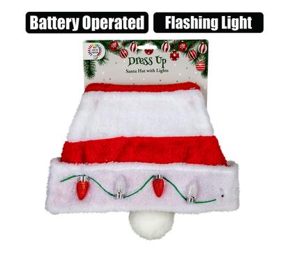 CHRISTMAS SANTA HAT WITH LIGHTS