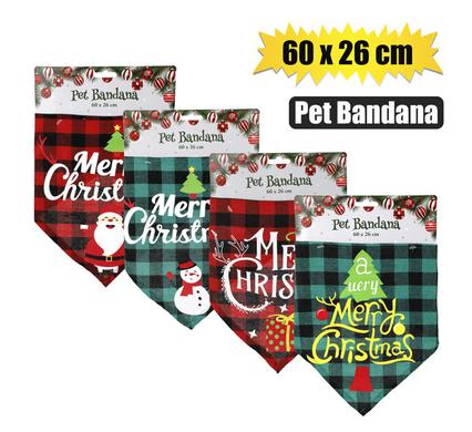 XMAS PET BANDANA ASSTD 60x26cm